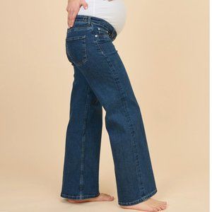 Ilouity Maternity Jeans Wide Leg Blue Size 38